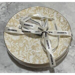 New Set of 4 Morris & Co Compton Appetizer Plates 6 1/2" Floral Tan